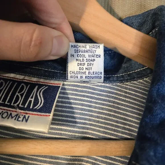 Bill Blass Women 2X Blue/White Striped Sleeveless Top with Embroidery [0275] - Picture 7 of 8